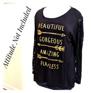 NWOT  ~ Attitude Not Included Graphic Lace Top